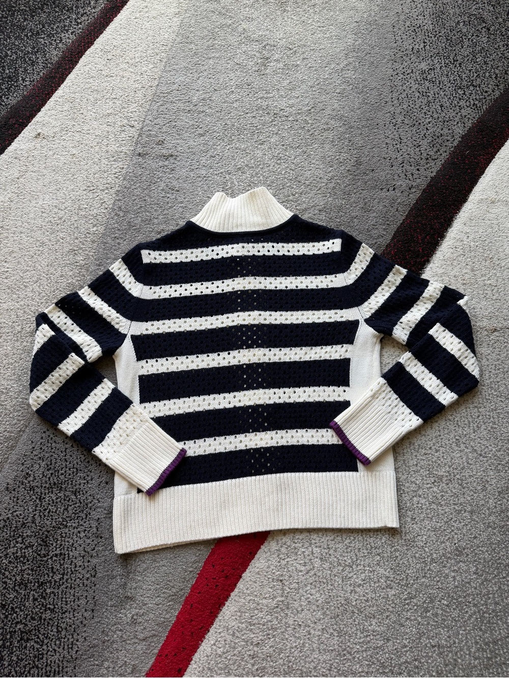 T By Talbots Stripes Zip Up Sweater - Picture 4 of 4